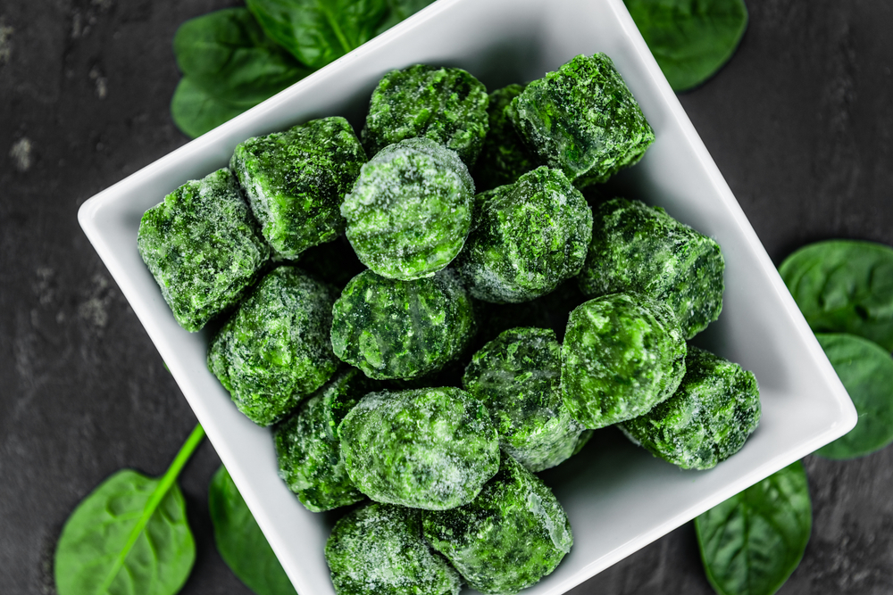 Frozen,Spinach,Cubes,As,Detailed,Close,Up,Shot,(selective,Focus)